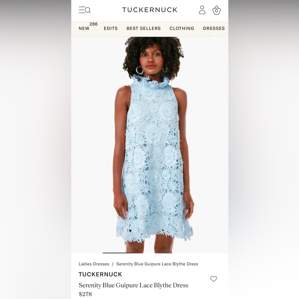 Tuckernuck Serenity Blue Guipure Lace Mini Dress in Light Blue